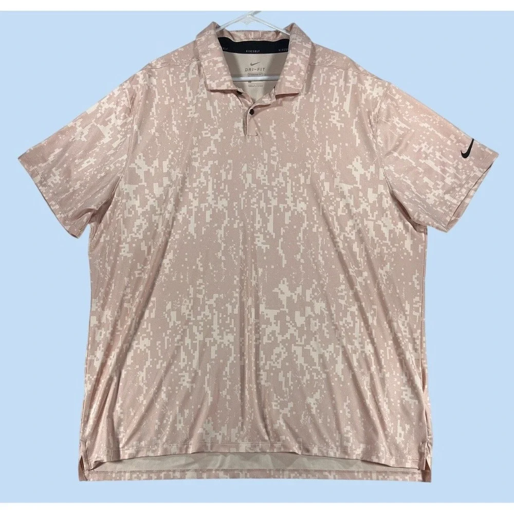 Nike Golf Dri-FIT Pink Digital Camo Polo Shirt Mens XXL CU9533-800